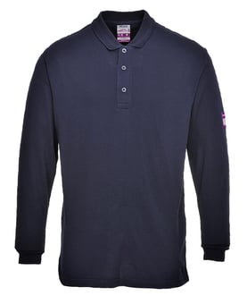Picture of Portwest Flame-Resistant Anti-Static Long Sleeve Navy Blue Polo Shirt - PW-FR10NAR