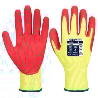 picture of Portwest A626 Vis-Tex Nitrile HR Yellow/Red Cut Gloves - PW-A626Y5R - (DISC-R)
