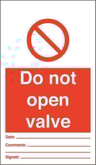 Picture of Tye Tags - Do Not Open Valve - 80 X 150Hmm (Pack of Ten) - Rigid Plastic - [AS-PR602-RP]