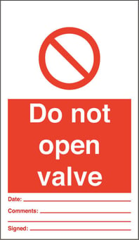 Picture of Tye Tags - Do Not Open Valve - 80 X 150Hmm (Pack of Ten) - Rigid Plastic - [AS-PR602-RP]