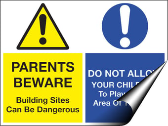 picture of Parents Beware Do Not Allow Children Sign - 800 X 600Hmm - Self Adhesive Vinyl - [AS-MU20-SAV]