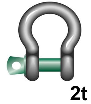 picture of Green Pin Standard Bow Shackle with Screw Collar Pin - 2t W.L.L - EN 13889 - [GT-GPSCB2]