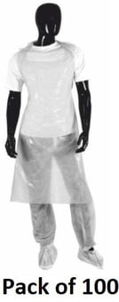 picture of Supreme TTF Disposable Plastic Apron - White - Pack of 100 - [HT-APRON-FLAT-WHITE]
