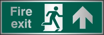 picture of Prestige Fire Exit Sign - Arrow North - Silver Effect - 400 x 150Hmm - 1.5mm Aluminium - [AS-SAT24-ALU]