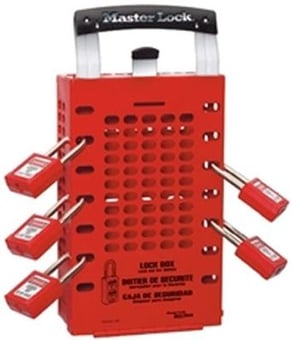 Picture of Masterlock Portable or Wall Mount Latch Tight&trade; Red Group Lock Box - [MA-503RED]