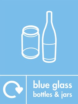 Picture of Recycling Signs - Blue Glass Bottles & Jars - 300 X 400Hmm - Rigid Plastic - [AS-WR25-RP]