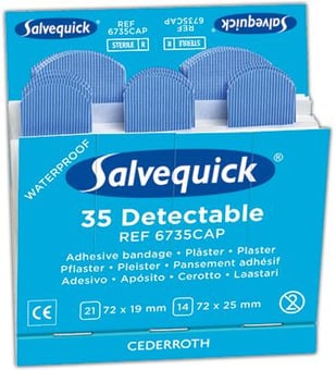 picture of Cederroth First Aid Salvequick Blue Detectable Plasters Refill Pack - 6x 35 Plasters - [SA-CD7]