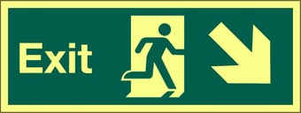 Picture of Photoluminescent Exit Sign - Arrow South East - 400 x 150Hmm - Self Adhesive Rigid Plastic - [AS-PH23-SARP]