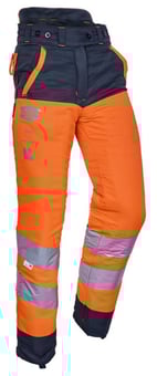 picture of Solidur HVPA3AOR Class 3 Type A GLOW High-visibility Orange Chainsaw Trousers - SEV-HVPA3A