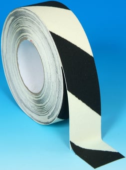 Picture of Black & White Photoluminescent Anti-Slip Self Adhesive Hazard Tape - 50mm x 18.3m Roll - [HE-H3403Z-(50)]