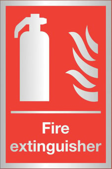 picture of Prestige Fire Extinguisher Sign - Silver Effect - 100 x 150Hmm - 1.5mm Aluminium - [AS-SAT2-ALU]