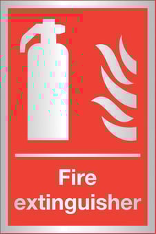 Picture of Prestige Fire Extinguisher Sign - Silver Effect - 100 x 150Hmm - 1.5mm Aluminium - [AS-SAT2-ALU]