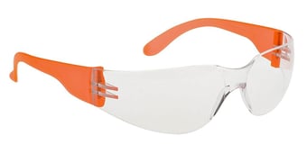 picture of Portwest - PW32 - Wrap Around Spectacle - Clear/Orange Hi-Vis - [PW-PW32COH]