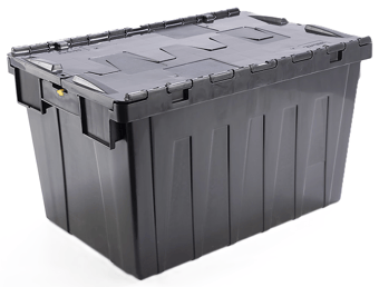 picture of BiGDUG Recycled Plastic Black Attached Lid Container - 55L - 355h x 400w x 600d mm - [BDU-BDALC6435BK] - (LP)