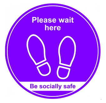 picture of Floor Graphic - Please Wait Here - Purple - 400mm - [CI-STP009] - (DISC-X)