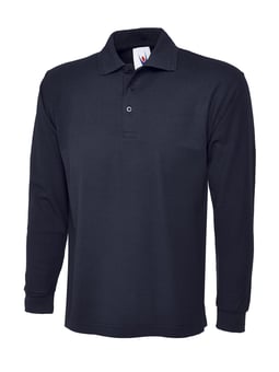 picture of Uneek Unisex Long Sleeve Navy Blue Polo Shirt - UN-UC113-NAV