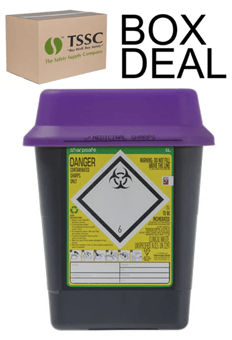 picture of Sharpsafe Recycled Sharps Bin - Purple Lid - 5L - Box Deal of 48 - [IH-VC-51025420]
