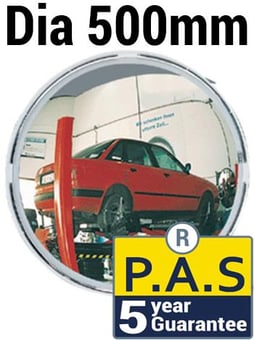 picture of ROUND MULTI-PURPOSE MIRROR - P.A.S - Dia 500mm - White Frame - To View 2 Directions - 5 Year Guarantee - [VL-915]