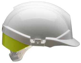 Picture of Centurion Reflex White Safety Helmet Wheel Ratchet with Yellow Flash - Vented - [CE-S12WHVYR]