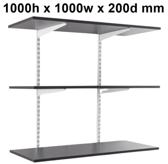 picture of BiGDUG Garage Wall Mounted Shelving Kit - 1000h x 1000w x 200d mm - 3 Graphite Grey Melamine Levels - [BDU-TSW1023GG]