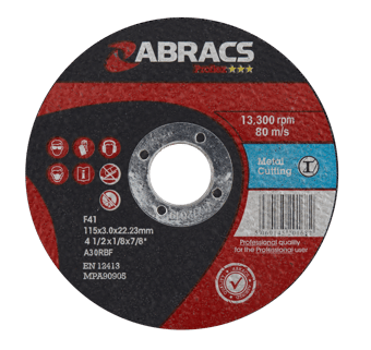 picture of Abracs Proflex 115mm x 3mm x 22mm Flat Metal Cutting Disc - A30S4BF Grade - Box of 25 - [ABR-PF11530FM]