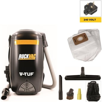 picture of V-TUF RuckVac - Industrial Backpack Vacuum Cleaner with Lung Safe Hepa H13 Filtration - 240v - [VT-RUCKVAC-240] - (PS)