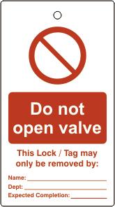 Picture of Spectrum Lockout tags - Do not open valve - (Single sided 10 pack) - SCXO-CI-LOK101
