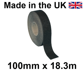 picture of Black Coarse Heavy Duty Anti-Slip Self Adhesive Tape - 100mm x 18.3m Roll - [HE-H3401C-N-(100)]