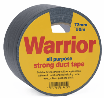 Picture of Warrior Easytear Cloth Duct Tape - Black - 72mm x 50m - Box Deal of 16 - [IH-ULT-00427250BKWR]