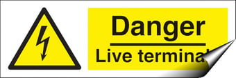 picture of Danger Live Terminals Sign LARGE - 600 x 200Hmm - Self Adhesive Vinyl - [AS-WA23-SAV]