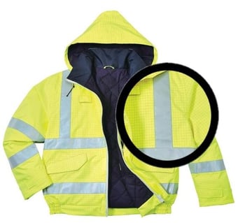 Picture of Portwest - Bizflame Rain Hi-Vis Yellow Antistatic FR Bomber Jacket - PW-S773YER