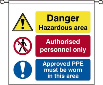 Picture of Spectrum Danger Hazardous Area Authorised Personnel Only Approved PPE Must Be Worn In This Area - Barrier Sign 760 x 760mm - SCXO-CI-14079