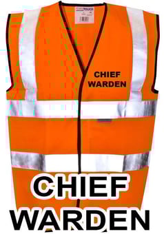 picture of Value CHIEF WARDEN Printed Front and Back in Black - Hi Visibility Vest - Orange - Class 2 EN20471 CE Hi-Visibility - ST-35281
