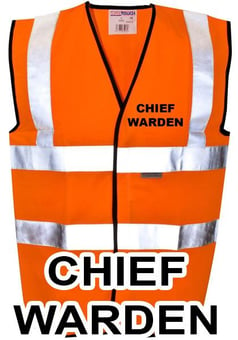 picture of Value CHIEF WARDEN Printed Front and Back in Black - Hi Visibility Vest - Orange - Class 2 EN20471 CE Hi-Visibility - ST-35281