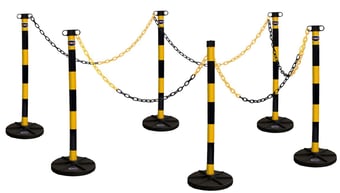 Picture of Way4Now Chain Support Post with Plastic Barrier Chain - Yellow-Black - Set of 6 - [IH-CHAINPOST6-YB]