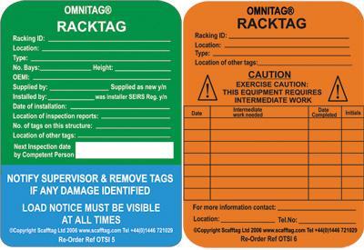 Scafftag Racktag Orange Work Needed Insert - [SC-OTSI-6]