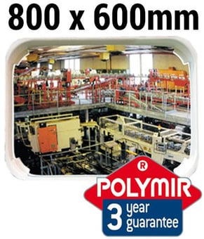 picture of MULTI-PURPOSE MIRROR - Polymir - 800 x 600mm - White Frame - To View 2 Directions - 3 Year Guarantee - [VL-526]
