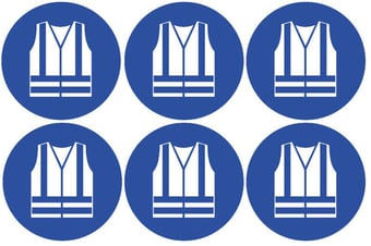 picture of Safety Labels - Visibility Vest Symbol (24 pack) 6 to Sheet - 75mm dia - Self Adhesive Vinyl - [IH-SL36-SAV]