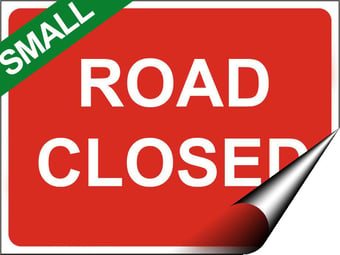 picture of Temporary Traffic Signs - Road Closed SMALL - 400 x 300Hmm - Self Adhesive Vinyl - [IH-ZT3S-SAV]