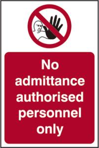 picture of Spectrum No Admittance Authorised Personnel Only – SAV 200 x 300mm – SCXO-CI-11612
