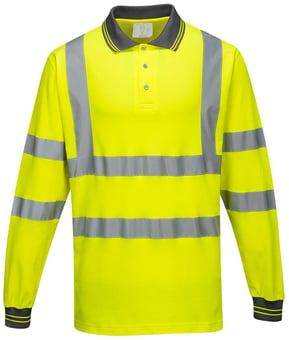 picture of Portwest - Hi-Vis Yellow Long Sleeved Cotton Comfort Polo - PW-S271YER