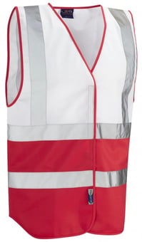 picture of Pilton - Dual Colour Reflective Waistcoat - White/Red - Non EN471 - LE-W05-WH/RD - (DISC-R)