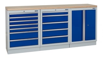 picture of BiGDUG 2041mm Wide Workbench - 7 Drawer Cabinet - 5 Drawer Cabinet - 2 Door Cupboard - Multiplex - [BDU-TGC541GBM] - (LP)