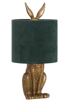 Picture of Hill Interiors Antique Gold Hare Table Lamp With Green Velvet Shade - [PRMH-HI-20696]