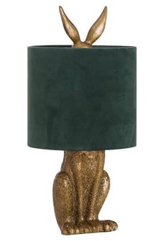 picture of Hill Interiors Antique Gold Hare Table Lamp With Green Velvet Shade - [PRMH-HI-20696]