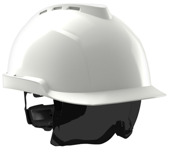 picture of MSA V-Gard 930 Hard Hat Cap Vented Tinted Over Spectacles Fas-Trac III White - [MS-GVC1A-000C000-000]