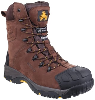Picture of Amblers AS995 Pillar Waterproof Hi-leg Lace up Brown Safety Boots S3 WR CI HRO SRC - FS-24196-39865