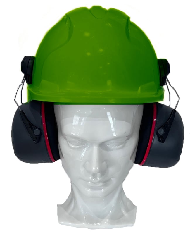 Jsp Evo3 Green Vented Hard Hat With Sonis 3 Helmet Mounted Ear Defenders - [IH-EVO3GSONIS3]