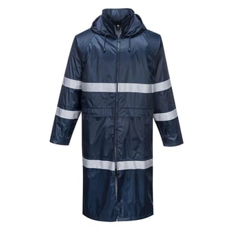 Picture of Portwest - F438 - Classic Iona Front Zip Rain Coat - Navy Blue - PW-F438NAR