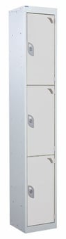 picture of QMP Standard Locker - 3 Compartment - Light Grey Doors - 1800H x 300W x 450D mm - [QM-LS1830453LXX]